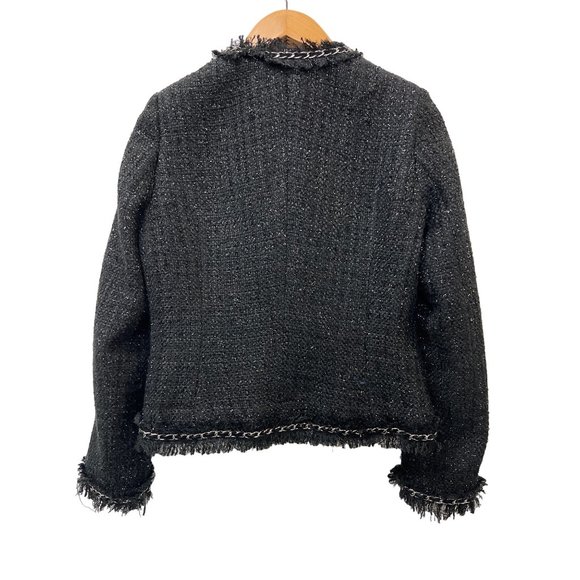 Boston Proper Chain Detail Tweed Jacket Wool Blend Coat Preppy Top - Picture 4 of 10